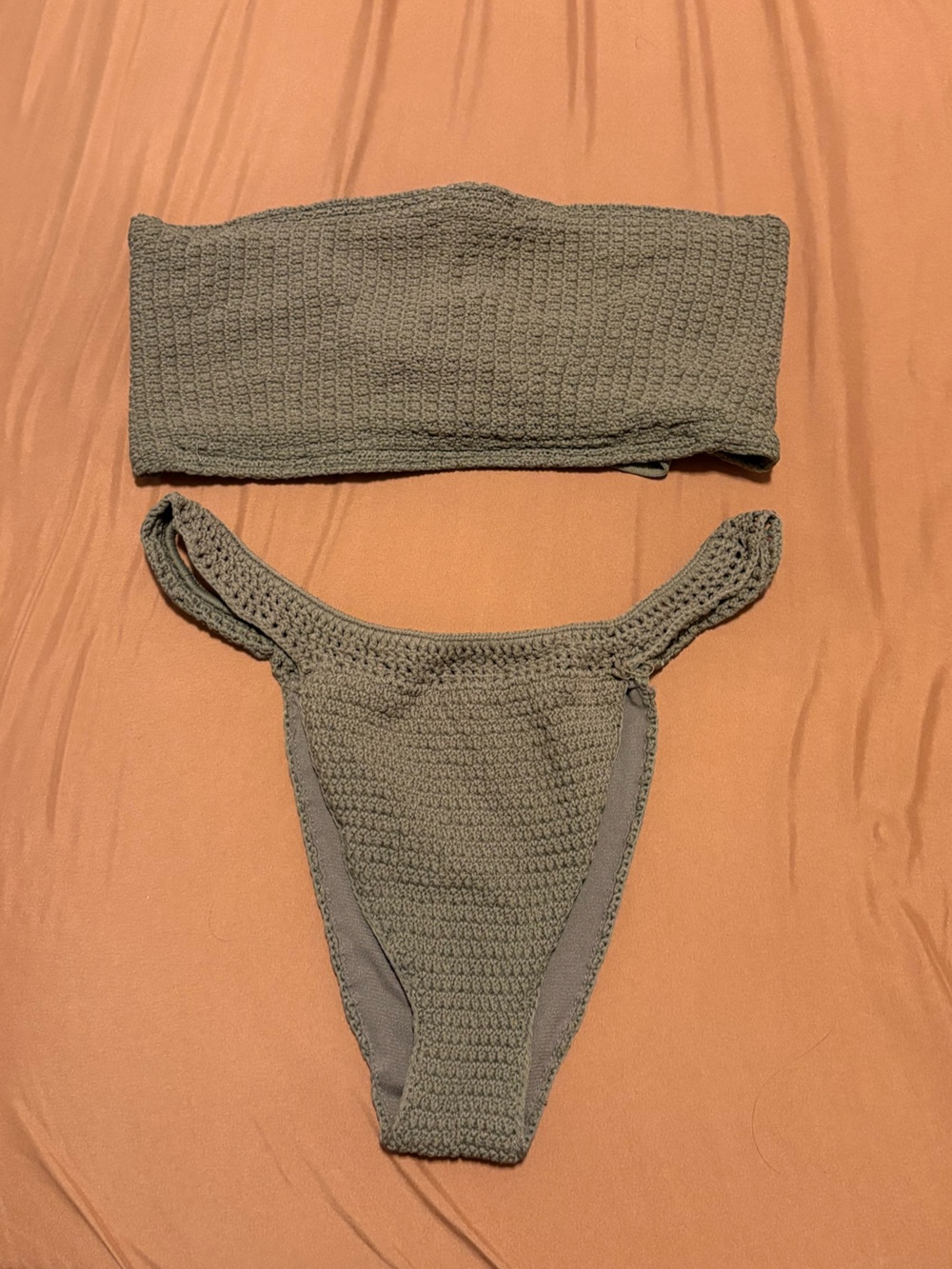 Dark green crochet bikini set